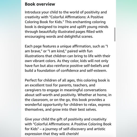 Affirmation Coloring Book for Kids! ✨5 for $25✨Bundle and Save! - Picture 4 of 4